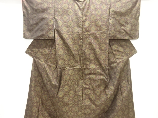 JAPANESE KIMONO / DORO OSHIMA TSUMUGI / WOVEN SHIPPO PATTERN